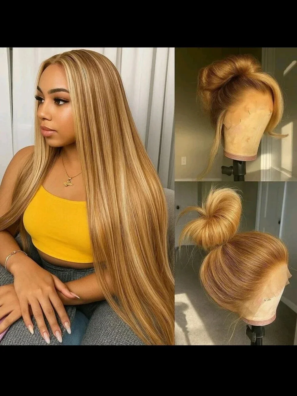 Honey Blonde Straight Lace Front Wig - Natural Shine